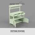 POTTING STATION Dollhouse Miniature 1:12 Scale Archivo STL Estación de macetas, mini muebles inspirados en Pottery Barn para casa de muñecas 1:12・Objeto de impresión 3D para descargar, RAIN