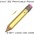Cover-1.png 5ft Giant Pencil w/ Modular Length - 3D Printable Digital STL Model for Teachers, Spongebob, Doodle Bob Cosplay, Halloween Costume, & Decor