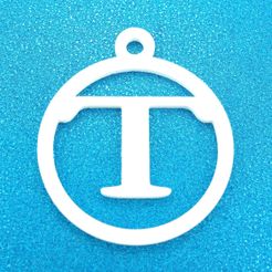 TInitialRoundGiftTag3DPrintPhoto1.jpg STL-Datei T - Initiale Rundes Geschenkanhänger Ornament・Modell für 3D-Drucker zum Herunterladen