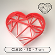 P3D_Cortante_C1610_Corazon_diamante_fragmentado_3D_-7cm.png Cookie cutter / Cortante de galletitas - Valentines day diamond heart / Corazon de diamante