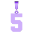 NBA-number-5-pendant-charm-bail.STL NBA Schriftart Nummer 5 Anhänger Charme mit Kaution 3D-Druck Modell