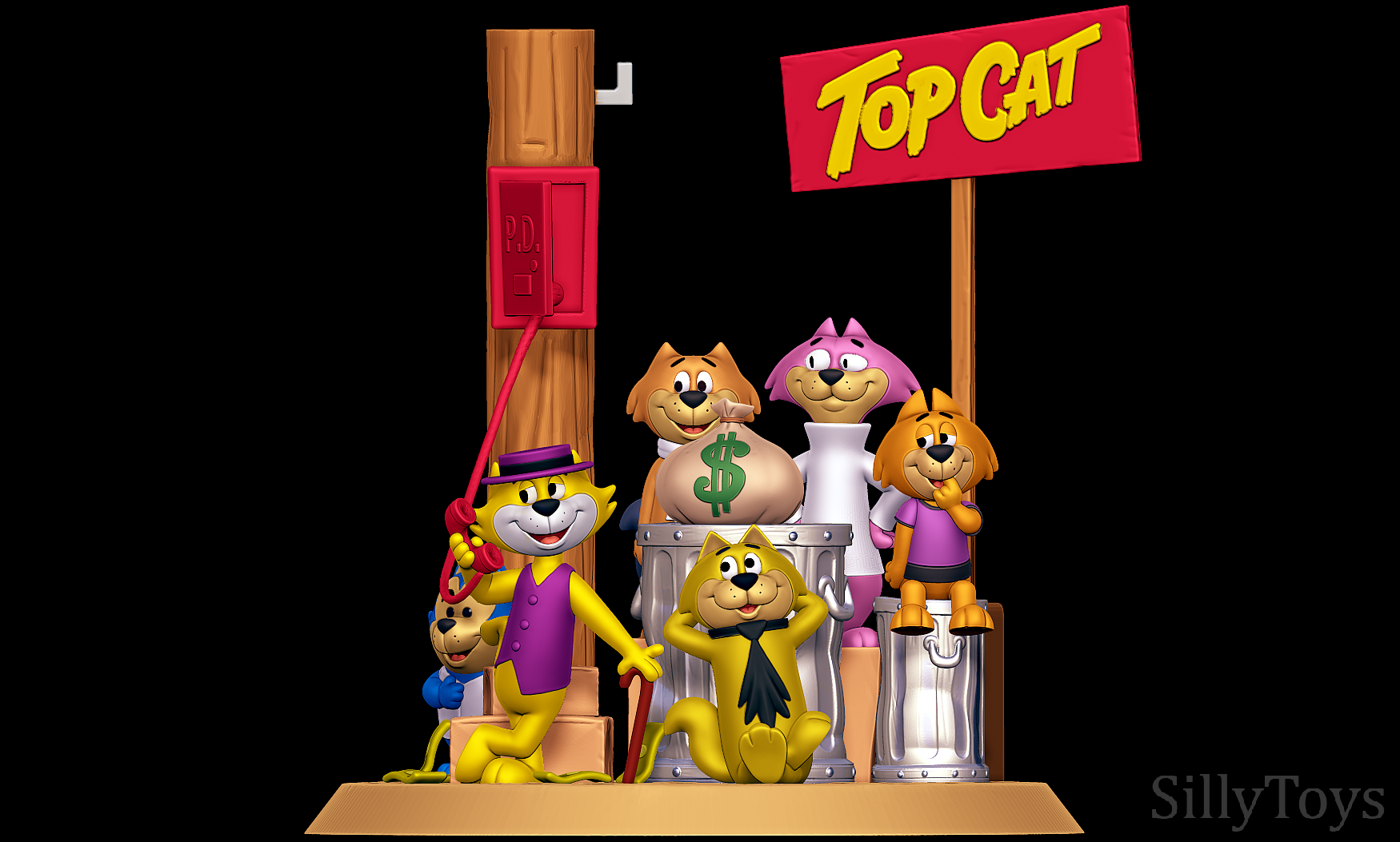2.png 3D file Top Cat Diorama・Model to download and 3D print, SillyToys