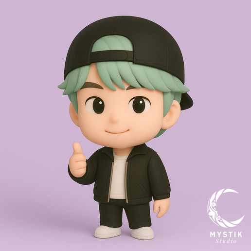 👾 Suga BTS Chibi Cartoon 3D Print STL | Min Yoongi K-Pop Figure