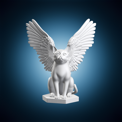 Cat with Wings Mythical Creature Statue