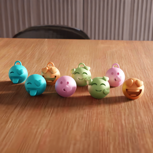 3D Emoji Keychain V2 STL File - 253