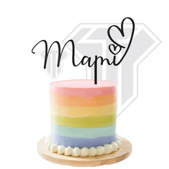 Topper-Mom-07-Mami-heart.png STL file Cake topper - Mommy and heart・3D printing idea to download, Dianita12d
