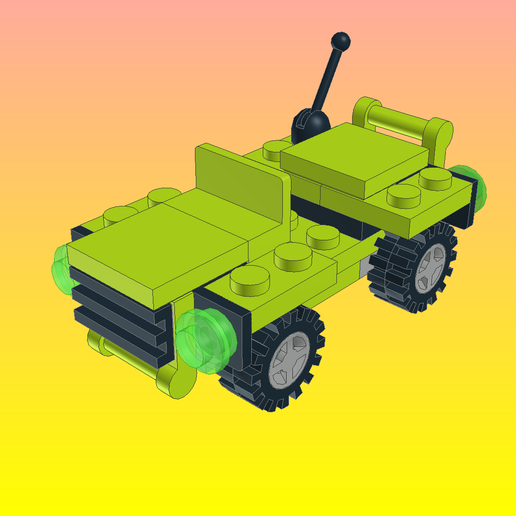 🪖 NotLego Lego Military Car Model 30071・ OBJ File for ・Cults