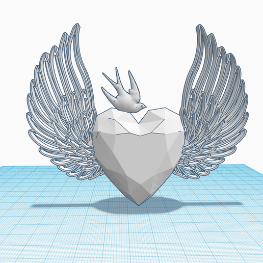 diamond-heart-swallow-1.png Diamond heart with angel wings and swallow, Soulmate Heart, Love and Friendship gift, Valentine's Day gift, Divine love, freedom