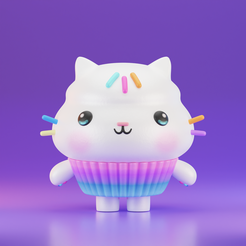 PASTELILLO_A.png Archivo STL GABBY DOLLHOUSE- Cakey cat/Cupcake cat/Pastelillo・Diseño imprimible en 3D para descargar