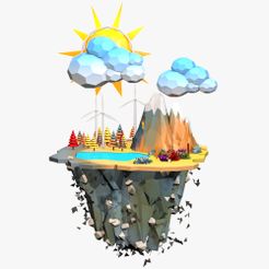 Floating-Island-Low-Poly01_c.jpg Fichier 3D Île flottante Low Poly・Objet pour imprimante 3D à télécharger