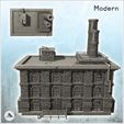 5.jpg Large modern brick industrial factory with flat roof with double chimney and access stairs (28) - Modern WW2 WW1 World War Diaroma Wargaming RPG Mini Hobby