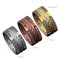 Braided-Diamond-quarters-band-size7-8-9-00.jpg STL file Diamond quarters braided band US sizes 7 8 9 3D print model・3D printing design to download