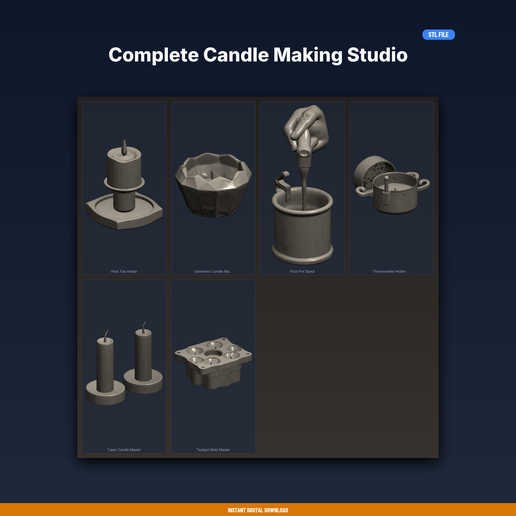 Complete Candle Making Studio - 6-Model STL Bundle