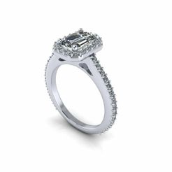 1.jpg STL file Emerald Pav Wedding Ring R1・3D printing design to download