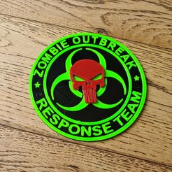 20230716_094300.jpg STL file Zombie Outbreak Response Team ZORT Punisher Wall Door Man Cave Bunker Sign Plaque Easy Print No Supports・3D printable model to download
