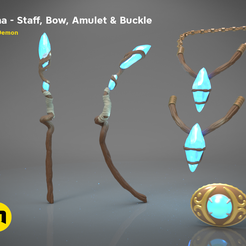 0All.0.png Download file Kena: Bridge of Spirits - Staff Bow and Accessories • 3D printer design, 3D-mon
