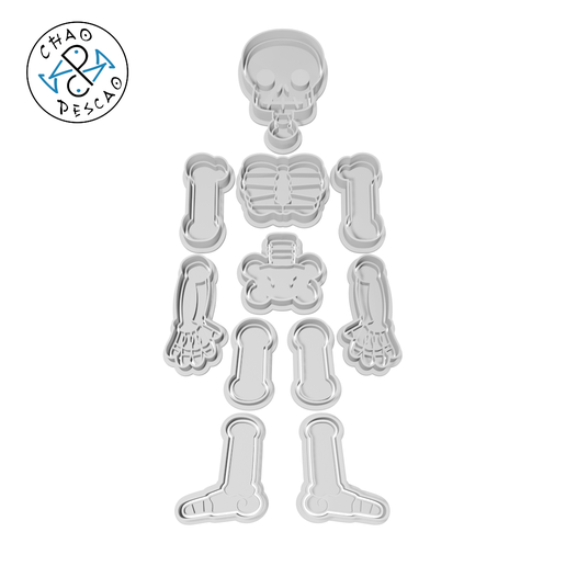 Skeleton - Halloween - Cookie Cutter - Fondant - Polymer Clay 3D model