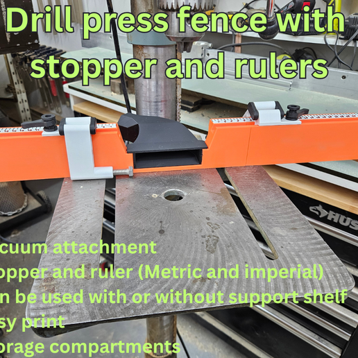 🛑 DRILL PRESS FENCE WITH STOP AND RULERS・ STL File for 3D printing・Cults