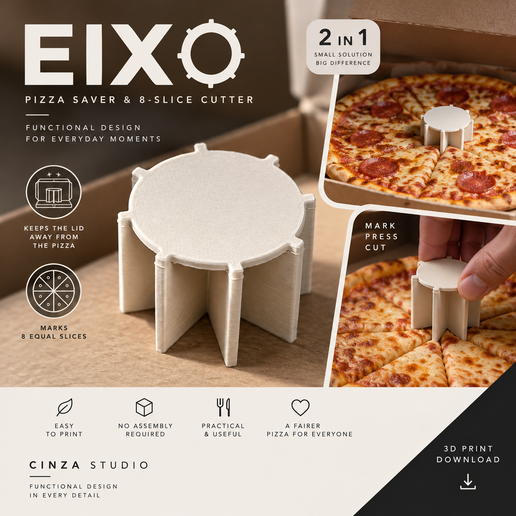 EIXO-2in1 Pizza Saver & 8-Slice Cutter-CINZASTUDIO 3D model
