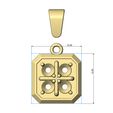 Cross-diamond-cluster-Square-12x12mm-emrald-shaped-pendant-charm-06.jpg Square cluster emrald shaped pendant charm with bail 3D print model