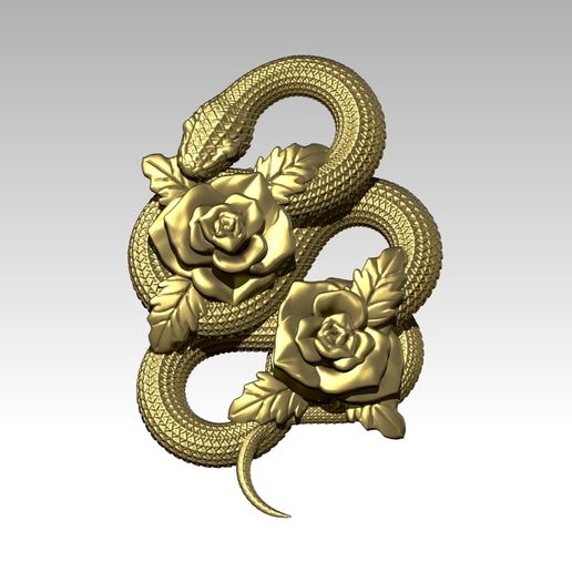 High detailed Curve snake with Rose 001 - 3D model önizlemesi