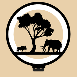 light Cir eleph.png 3D file Silhouette lamp ( African landscape silhouette )・Template to download and 3D print