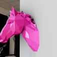 low-poly-head-2-5.png horse head low poly wall mount decor STL