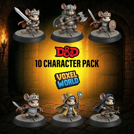 Mouse Pack - 3D Printable Miniature | DnD & Tabletop RPGs