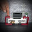 2-квадрат-Подставка-под-ТВ-с-рукой.jpg Modern TV Stand & TV Desk - Miniature Dollhouse Furniture. TV Desk 1:12 Scale. Perfect STL File for dollhouse TV Stand