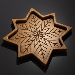 Snowflake-Tray-2-©.jpg Plateau à flocons de neige 2 - Fichiers CNC pour le bois (svg, dxf, eps, ai, pdf)