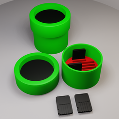 render_001.png Archivo STL Soporte 12 juegos Switch Tubo Mario Bross・Modelo imprimible en 3D para descargar