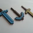 20200308_113452.jpg Minecraft Steve Alex Sword and Axe and WoodAxe