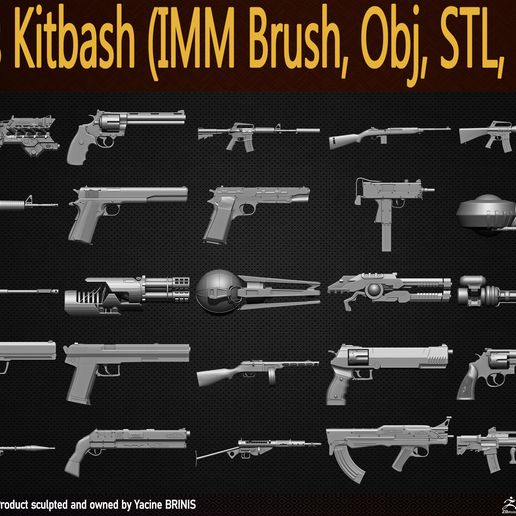🧨 Pack Of 25 Guns Kitbash Volume 02・ 3D File for 3D printing・Cults