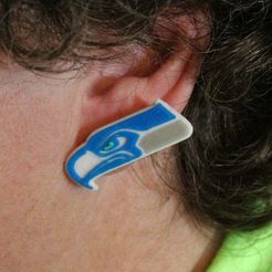 IMG_9154.JPG Free STL file Seattle Seahawks Earrings (needs studs)・3D printer model to download, Kresty