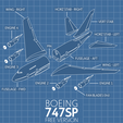 D3.png Fichier STL gratuit Boeing 747 SP - 1:200・Modèle à télécharger et à imprimer en 3D
