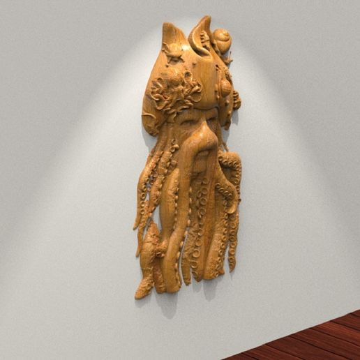 Davy jones Pirates Of Caribbean 3D STL Model for CNC Router, Artcam, Vetric, Engraver, Relief, Carving, Cut 3D, Stl File For Cnc Router, Wall Decor
