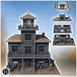 3.jpg Western saloon with awning entrance, tiered balcony, tile roof and accessories (3) - Cowboy USA America ACW American Civil War History Historical