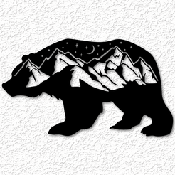 project_20230531_1241008-01.png STL file Bear nature SIGN WALL ART BEAR SCENE WALL DECOR 2D ART animal・3D printer design to download