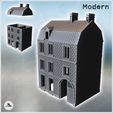 1-PREM.jpg Modern two-story brick house with large wooden door and Mansard roof (31) - Modern WW2 WW1 World War Diaroma Wargaming RPG Mini Hobby