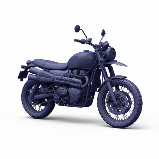 Triumph Scrambler 1200 track bike STL, 1:12 motorcycle, 1:8 motorcycle, sci fi motorcycle STL, motorcycle action pose STL, stylized motorcycle, bike model, 1:24 motorcycle, classic motorcycle STL, two stroke motorcycle STL, cafe racer STL, retro motorcycl