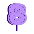 8.stl Candle Holder Numbers - Numbers 0 - 9 for Birthday Cake Decoration