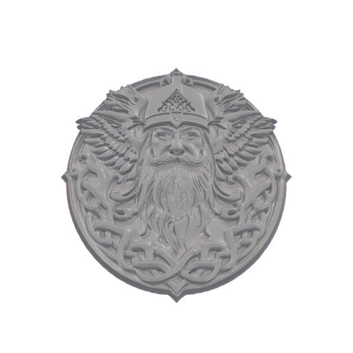 Crowned King with Feathered Wings Relief Medallion STL
