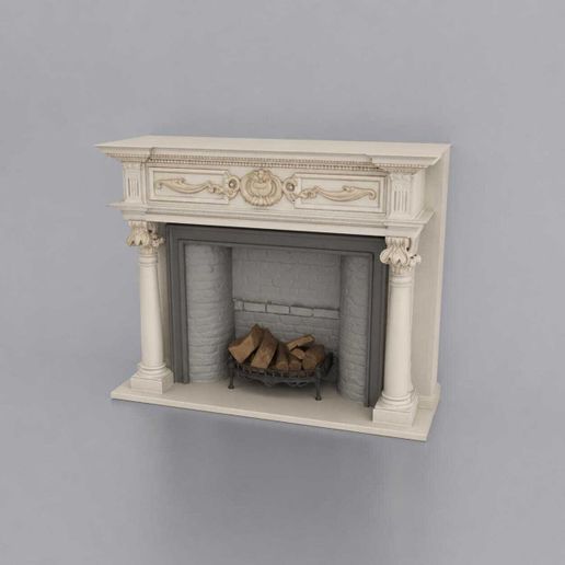 Miniature Vintage Fireplace STL - 1:12 Dollhouse Miniature 3D Print File