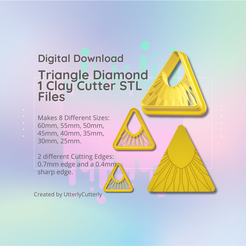 Cover-7.png Clay Cutter STL File Triangle Diamond 1 - Ohrring Digital File Download- 8 Größen und 2 Ausstecherversionen, Ausstecher
