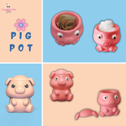Cod223-Pig-Pot.png 3D file Pig Pot・3D print object to download