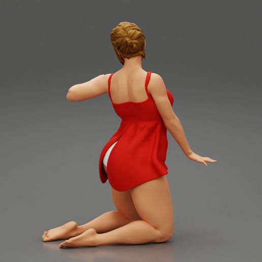 Girl-3.jpg Fichier 3D Femme sexy en chemise de nuit se mettant à genoux Modèle d'impression 3D・Design à télécharger et à imprimer en 3D, 3DGeshaft