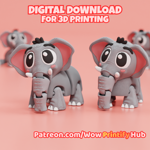 Articulated Elephant 3D Print File: Flexi Fidget Toy (STL & 3MF)