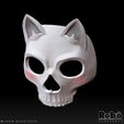 KITTY-GHOST-MASK-08.jpg Kitty Ghost - Skull Cat Mask Cosplay - STL model 3D print file