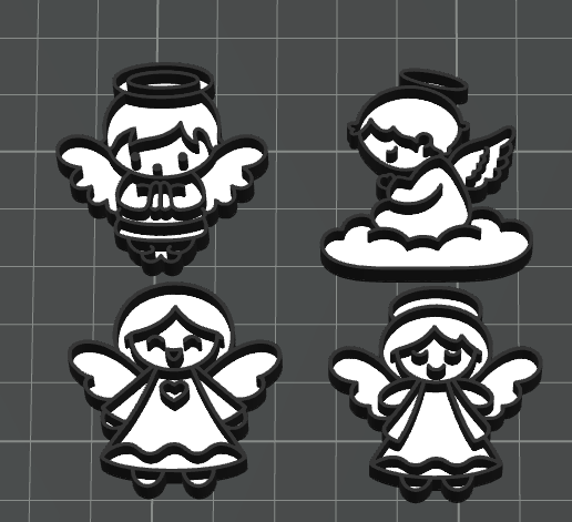 set de 4 sellos angelitos ceramica pasteleria