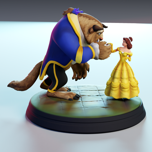 🎂 Beauty and the Beast _ Exquisite Figurine・ STL File for 3D